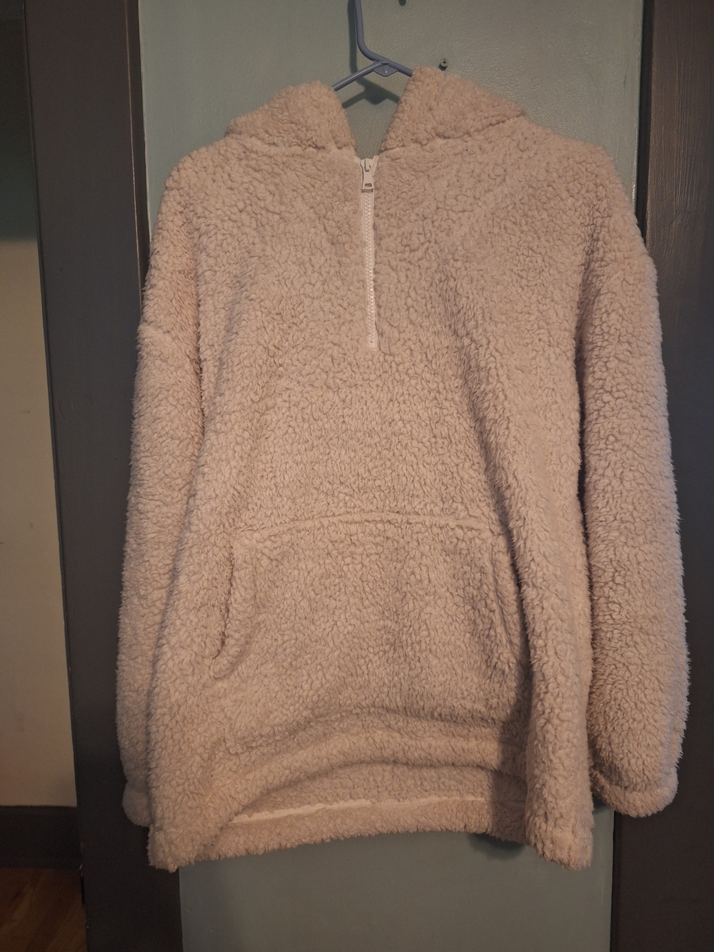 GAP Plush Sherpa Half-Zip Hoodie Jacket - Cream